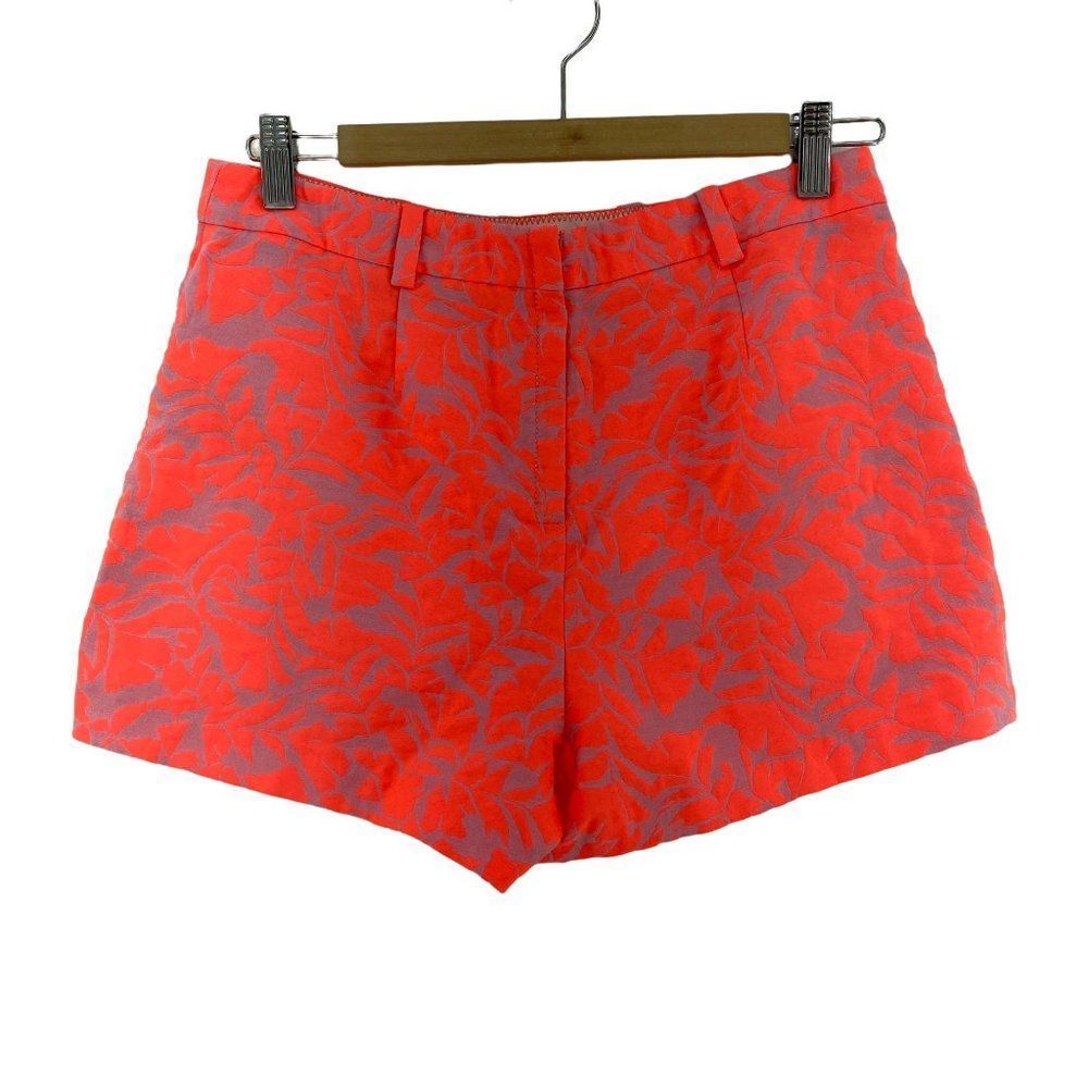 J. Crew Neon Orange Floral Jacquard Mini Shorts